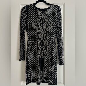 Windsor Black and White Long Sleeve Dress w/stones